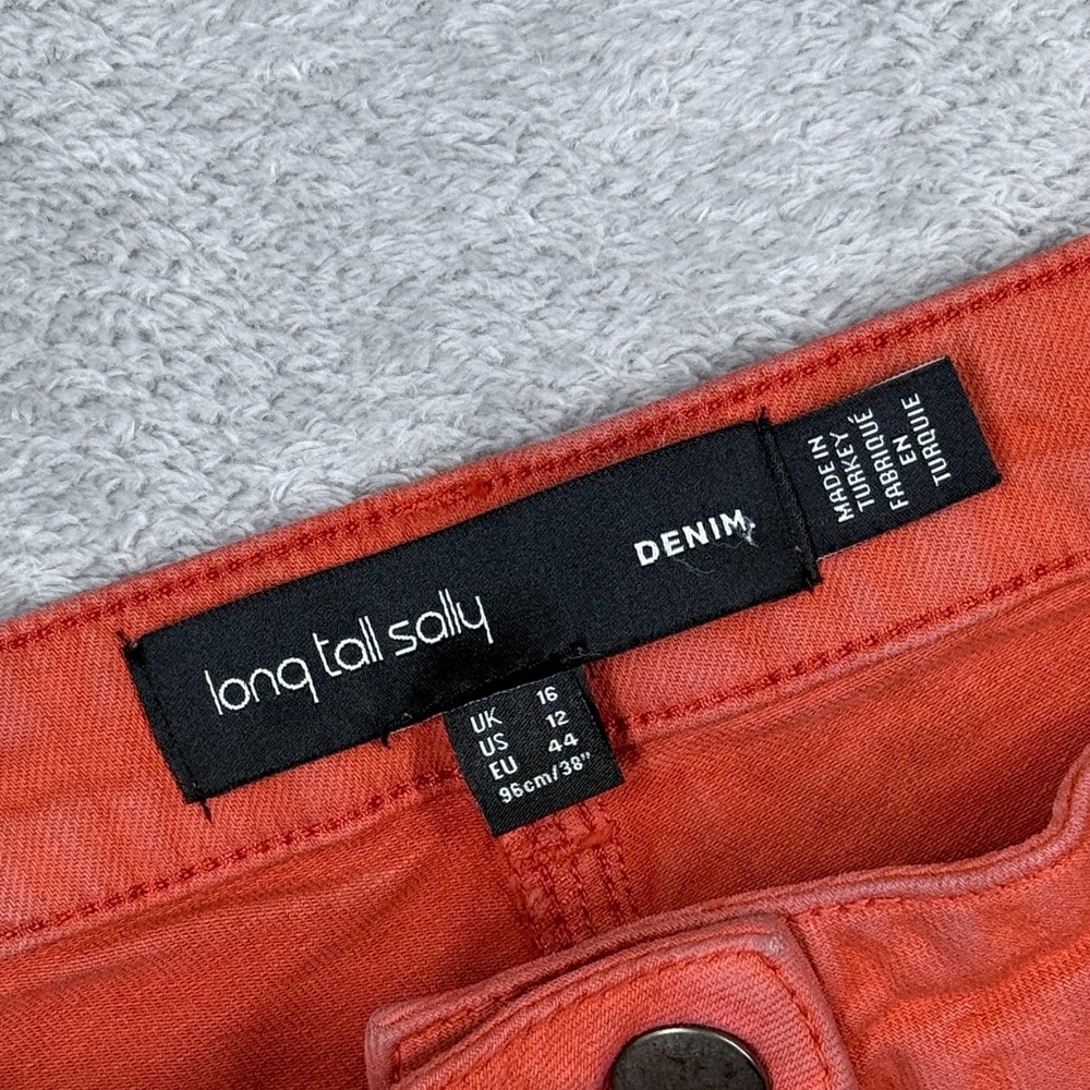 Long Tall Sally Denim High Rise Skinny Jeans 31x36 Womens 12 Stretch Orange LTS - Picture 7 of 9